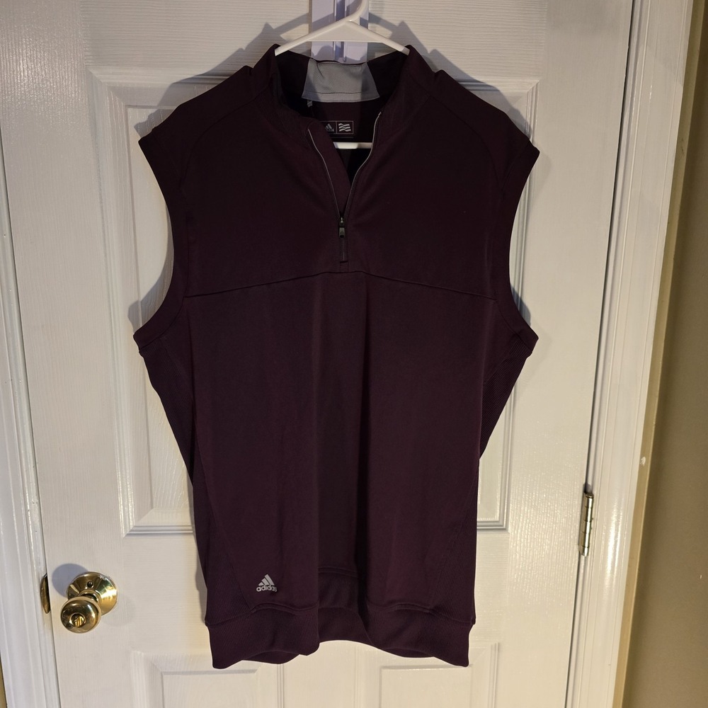 Adidas Golf Adi Club Vest Mens Medium Burgundy Rednit ClimaCool 1/4 Zip NWT